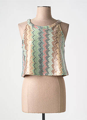 Top coupe cintrée sans manche beige NEKANE femme