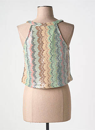 Top coupe cintrée sans manche beige NEKANE femme