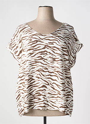 Blouse tissage popeline manches courtes marron STREET ONE femme