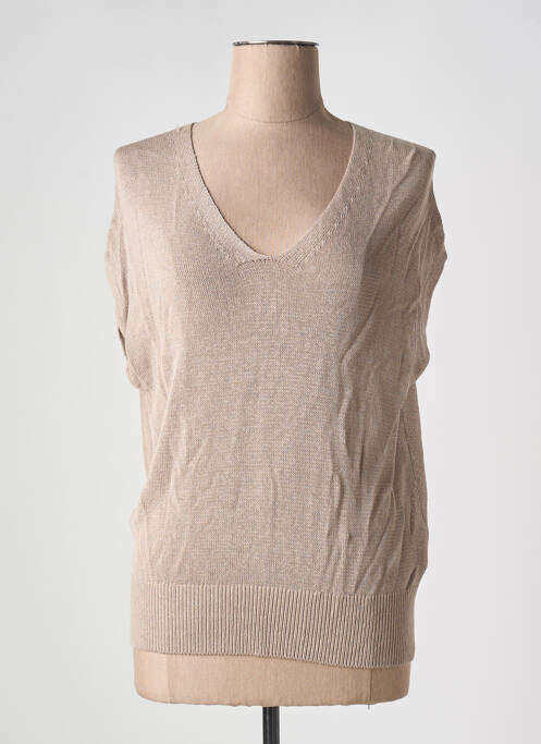 Pull col v manches courtes marron STREET ONE femme