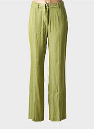 Pantalon droit fermeture zippée sous rabat avec crochet taille normale vert GEISHA femme