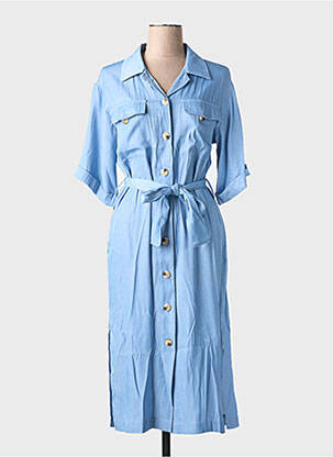 Robe mi-longue manches courtes manches courtes bleu ATELIER EVÈNE femme