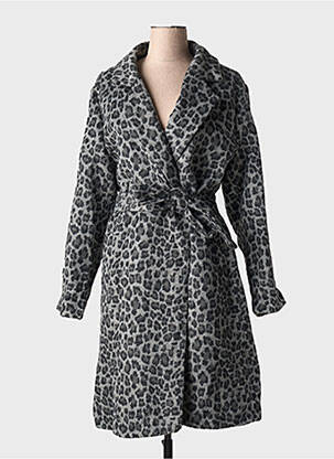 Manteau long coupe cintrée sans capuche gris NOUGAT femme