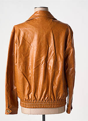 Veste simili cuir fermeture pressionnée marron K-ZELL femme