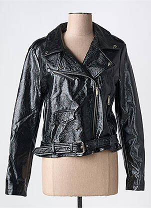 Veste simili cuir poches noir K-ZELL femme
