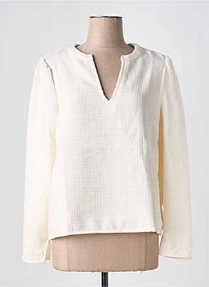 Top col v manches longues beige ATELIER EVÈNE femme