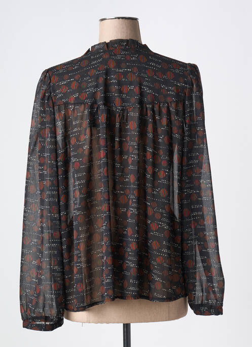 Chemisier tissage crêpe manches longues noir RUE DES ABBESSES femme