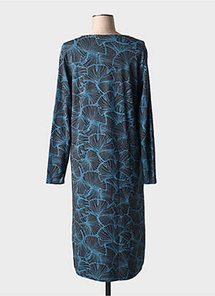 Robe mi-longue imprimé fleurs manches longues bleu CISO femme