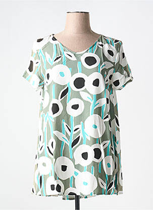 Blouse tissage popeline manches courtes vert VETONO femme
