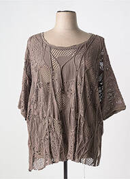 Top col rond manches 3/4 marron VETONO BE NATURAL femme