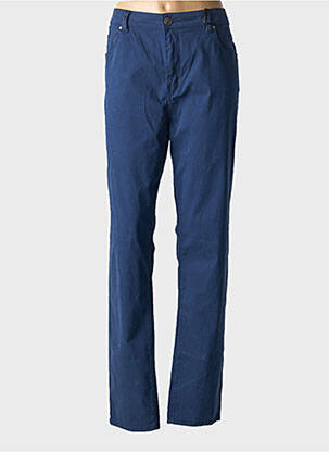Pantalon slim tissage popeline taille normale bleu GEVANA femme