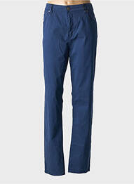 Pantalon slim tissage popeline taille normale bleu GEVANA femme