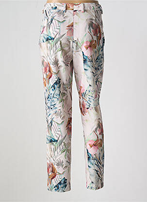 Pantalon chino fermeture zippée sous rabat boutonné taille haute beige LCDN femme