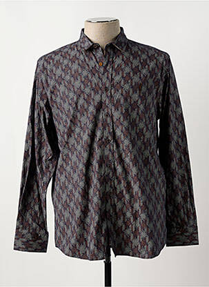 Chemise manches longues imprimé fantaisie marron MCS homme
