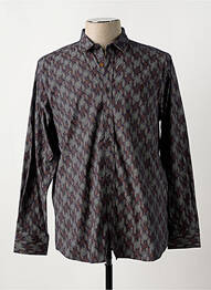 Chemise manches longues imprimé fantaisie marron MCS homme