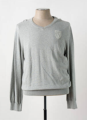 Pull col v manches longues gris VESTIAIRES PRINCIPAUTE CANNOISE homme