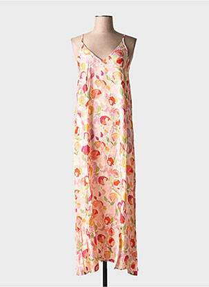 Robe longue manches bretelles ajustables manches longues orange LILI & LALA femme