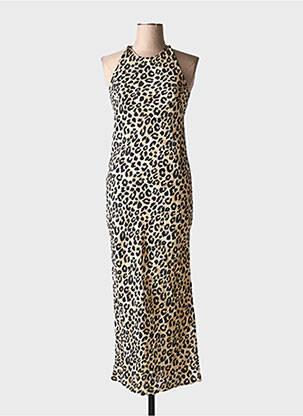 Robe longue tissage crêpe sans manche beige GRACE & MILA femme