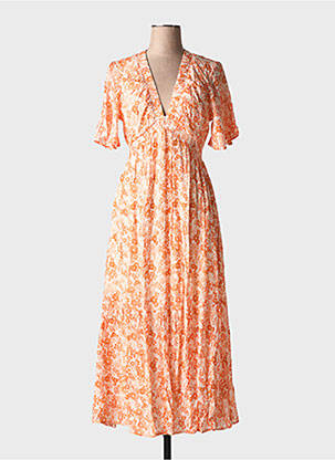 Robe longue manches courtes manches courtes orange LILI & LALA femme