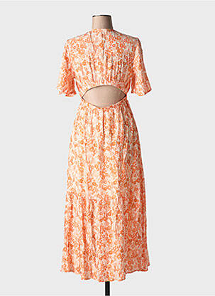 Robe longue manches courtes manches courtes orange LILI & LALA femme