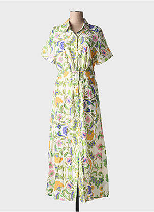 Robe longue manches courtes manches courtes vert UNIKA femme