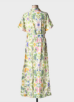 Robe longue manches courtes manches courtes vert UNIKA femme