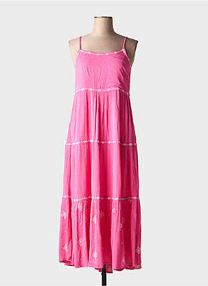 Robe longue coupe évasée fines bretelles rose LILI & LALA femme