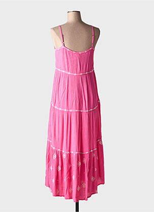 Robe longue coupe évasée fines bretelles rose LILI & LALA femme