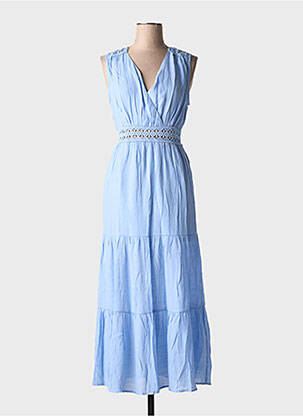 Robe longue tissage crêpe sans manche bleu IT HIPPIE femme