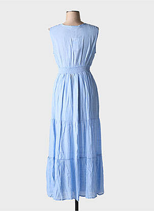 Robe longue tissage crêpe sans manche bleu IT HIPPIE femme