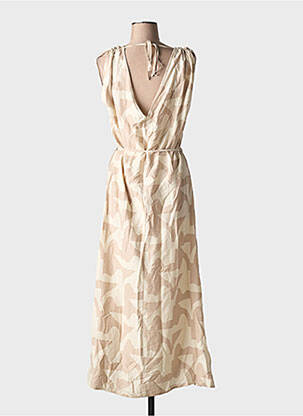 Robe longue imprimé fantaisie sans manche beige GRACE & MILA femme