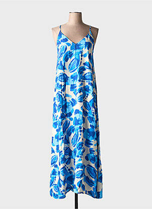 Robe longue imprimé fantaisie fines bretelles bleu LILI & LALA femme