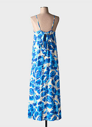 Robe longue manches bretelles ajustables fines bretelles bleu LILI & LALA femme