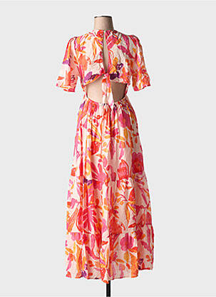 Robe longue manches courtes manches courtes orange LILI & LALA femme