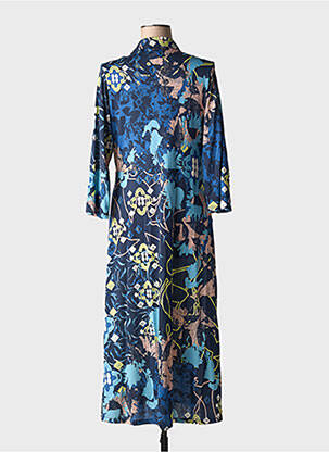 Robe longue imprimé fantaisie manches 3/4 bleu WHITE STUFF femme