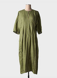 Robe longue tissage crêpe manches 3/4 vert JC.SOPHIE femme