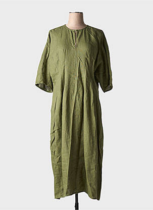 Robe longue tissage crêpe manches 3/4 vert JC.SOPHIE femme