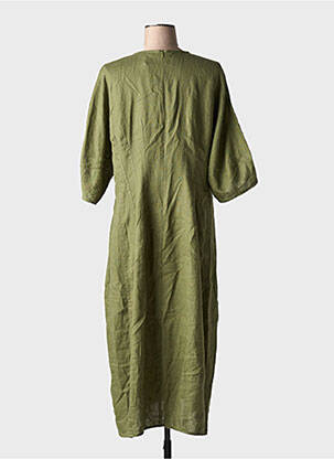 Robe longue tissage crêpe manches 3/4 vert JC.SOPHIE femme