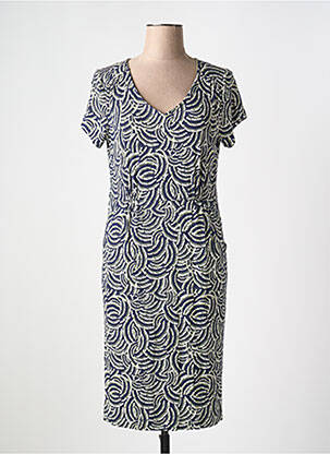 Robe mi-longue imprimé fantaisie manches courtes bleu WHITE STUFF femme
