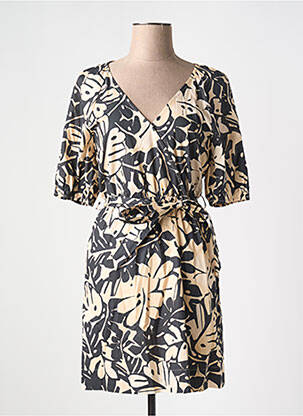Robe courte manches 3/4 manches 3/4 beige GRACE & MILA femme