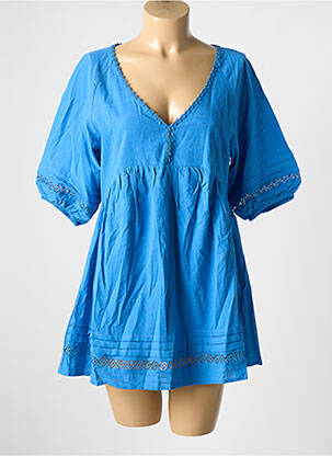 Combishort col v manches courtes bleu LILI & LALA femme
