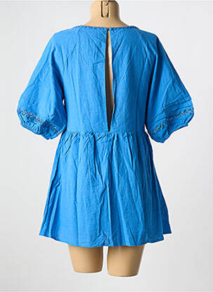 Combishort col v manches courtes bleu LILI & LALA femme