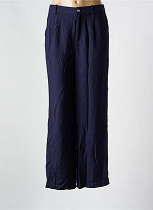 Pantalon large fermeture zippée sous rabat boutonné taille normale bleu LILI & LALA femme