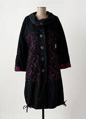 Manteau long noir NID D'ABEILLE pour femme seconde vue