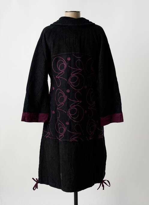 Manteau long noir NID D'ABEILLE pour femme