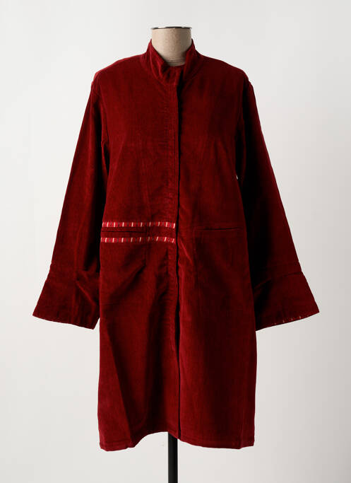 Manteau long rouge NID D'ABEILLE pour femme