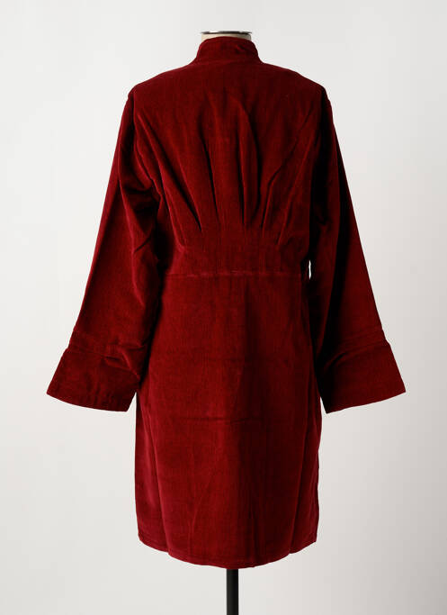 Manteau long rouge NID D'ABEILLE pour femme