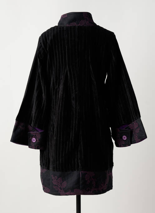 Manteau court noir NID D'ABEILLE pour femme