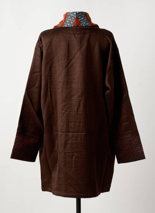 Manteau long marron NID D'ABEILLE pour femme