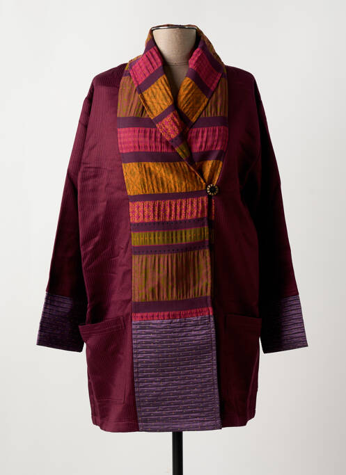 Manteau long violet NID D'ABEILLE pour femme